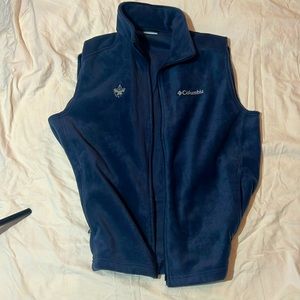 Men’s Columbia fleece vest with scouting emblem size L blue